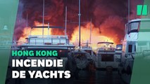 À Hong Kong, un impressionnant incendie embrase un port de plaisance