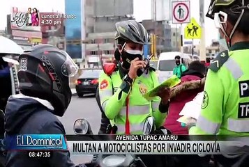 Infractores en av. Túpac Amaru: multan a motociclistas por invadir ciclovía