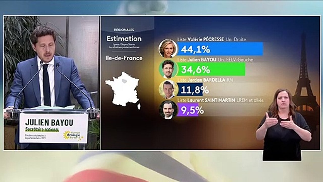 Résultats des régionales : les élections "confirment l'enracinement de notre mouvement", déclare Julien Bayou, secrétaire national d'EELV