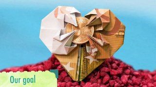 Money Origami Heart With Star, Easy Euro Money Folding ❤️