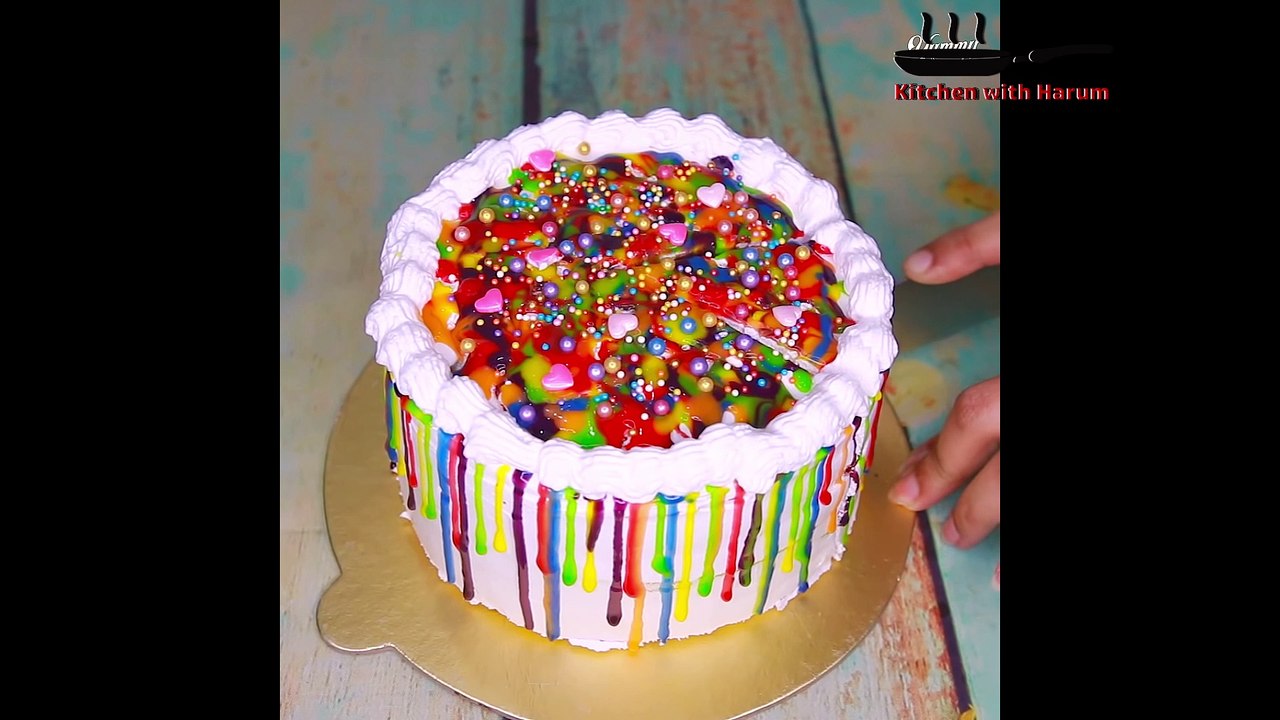 Rainbow Cake Recipe Eggless And Without Oven by kitchen with harum