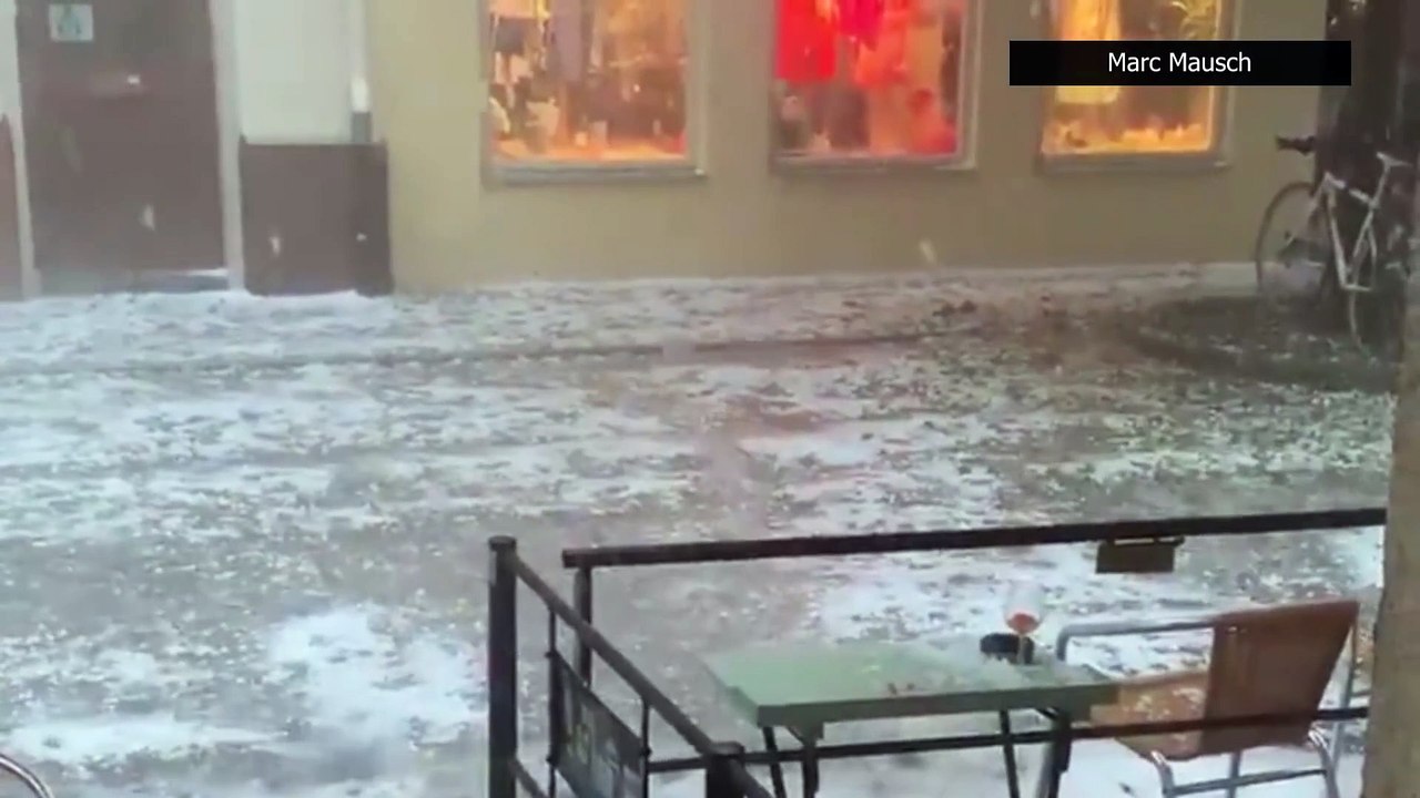 Southern Germany Bombarded by GIANT Hail Stones, Turning Roads into Icy