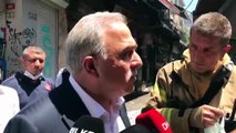 İSTANBUL - İş yeri yangını - Fatih Belediye Başkanı Mehmet Ergün Turan