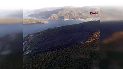 Marmaris’te yanan ormanlık alan havadan görüntülendi