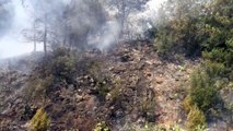 MUĞLA - Yerleşim yerlerine yakın alanda çıkan orman yangınına müdahale ediliyor (1)