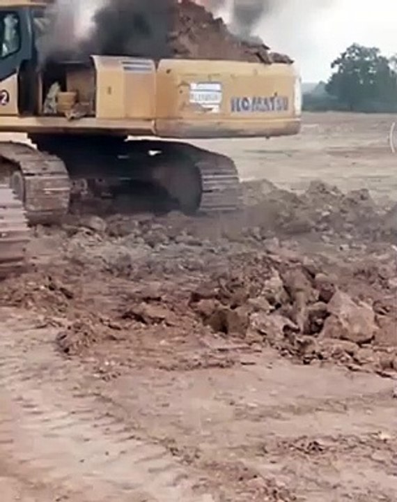 excavator got fire