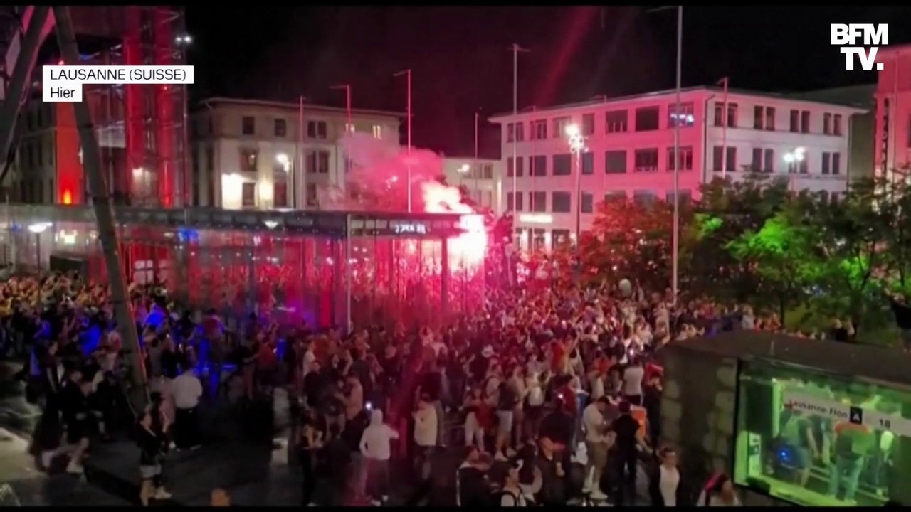 La liesse dans les rues de Lausanne après la qualification de la Suisse en quarts de finale de l'Euro