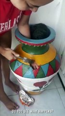 Curiosity Leads to Being Caught Inside Giant Jar