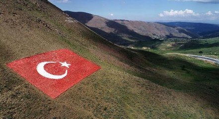 Son dakika haberi... JANDARMA, ŞEHİTLER İÇİN 138 TON TAŞLA TÜRK BAYRAĞI YAPTI