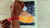 How to Draw Moonlight Scenery | Easy Oil Pastel Drawing for Beginners | Filmism World |