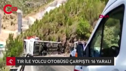 Mersin'de TIR ile yolcu otobüsü çarpıştı: 16 yaralı