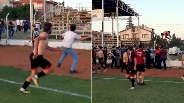 Afyonkarahisar'da oynanan amatör futbol maçı sonrası ortalık savaş alanına döndü