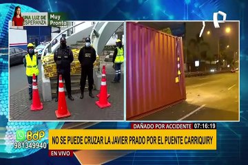 Puente Carriquiry queda dañado y es clausurado tras choque de container en avenida Javier Prado