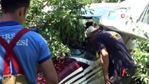 Bursa'da armut bahçesine mecburi iniş yapan uçakta motor arızası yaşanmış: 2 yaralı