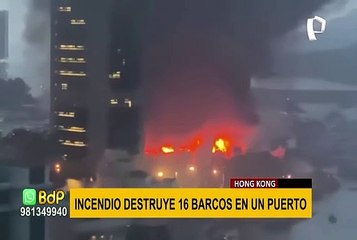 Hong Kong: voraz incendio destruye seis barcos