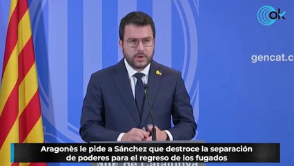 Aragonès le pide a Sánchez que destroce la separación de poderes para el regreso de los fugados