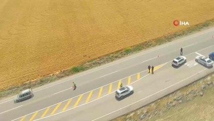 Aksaray'da jandarma trafik kuralı ihlallerini helikopterle denetledi