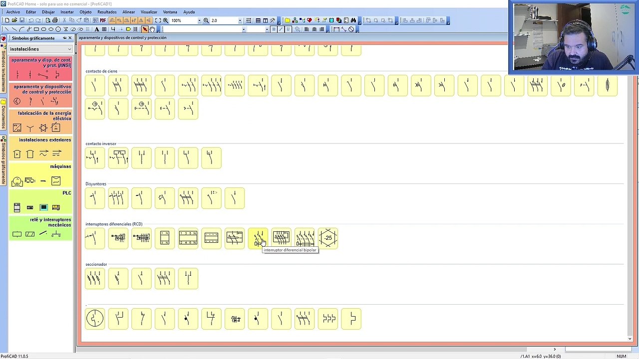 ProfiCAD 7 - Edición de símbolos y unifilares, image size:1280x720
