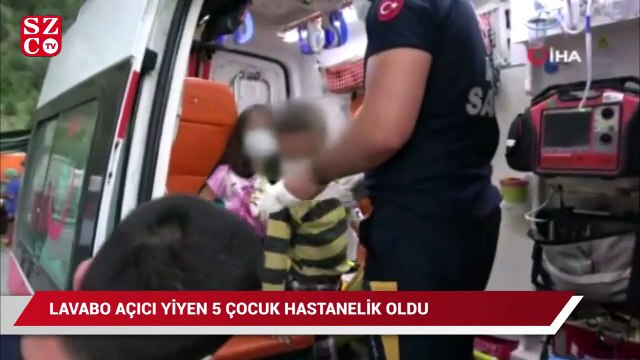 Lavabo açıcı yiyen 5 çocuk hastanelik oldu