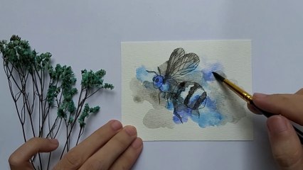 Chú ong xanh xanh với màu nước Thiên Long