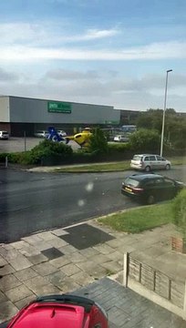 Air ambulance lands at Pets at Home in Bispham, Blackpool