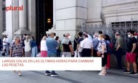 Largas colas en las últimas horas para cambiar las pesetas en el Banco de España