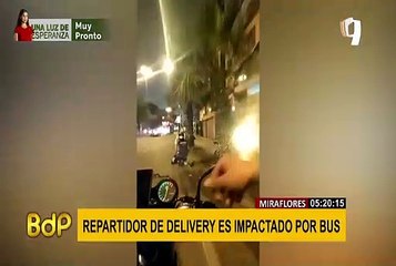 Miraflores: Repartidor de delivery queda herido tras ser arrollado por bus