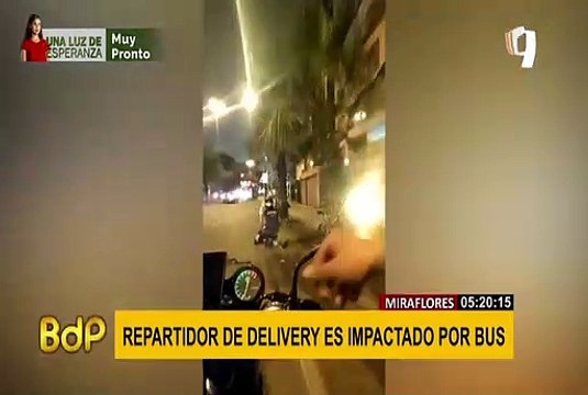Miraflores: Repartidor de delivery queda herido tras ser arrollado por bus