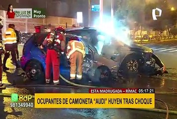 Dos vehículos se incendiaron tras fuerte choque en el Rímac