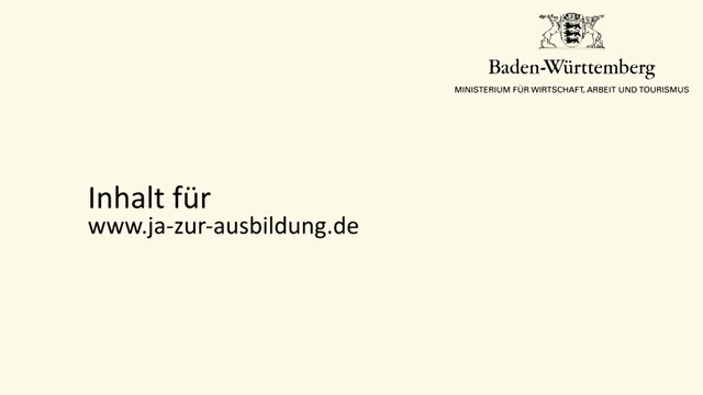 Informationen zum Inhalt auf der Webseite Ja zur Ausbildung!