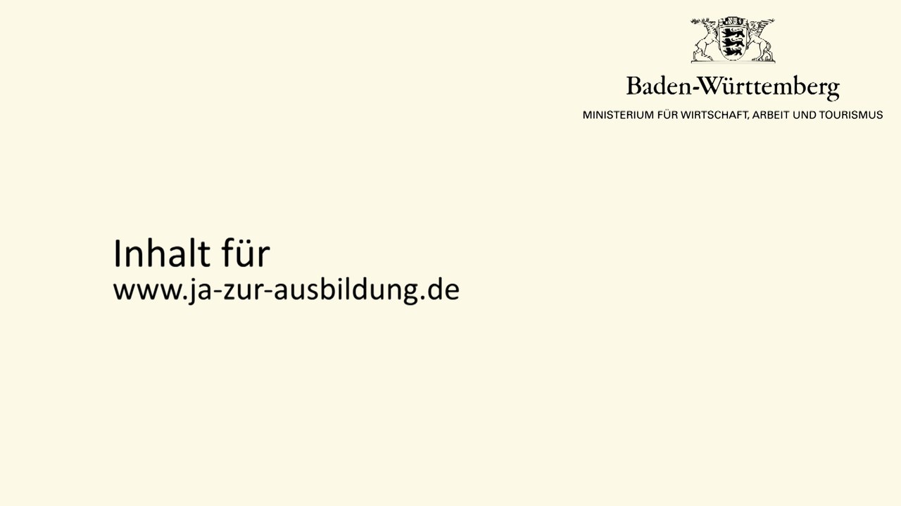 Informationen zum Inhalt auf der Webseite 'Ja zur Ausbildung!'