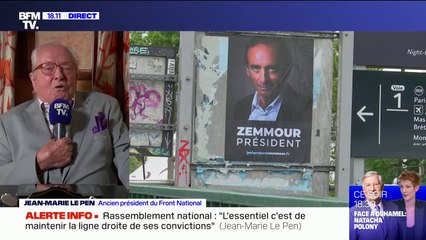 Jean-Marie Le Pen souhaite qu'Éric Zemmour participe à la campagne pour la présidentielle mais "pas forcément dans le rôle de président"