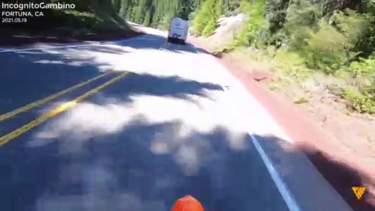 close call with truck pulling trailer 2021.05.19 — FORTUNA, CA