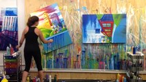 Artist Makes Beautiful Paintings With Squeeze Bottles While Rotating Canvases