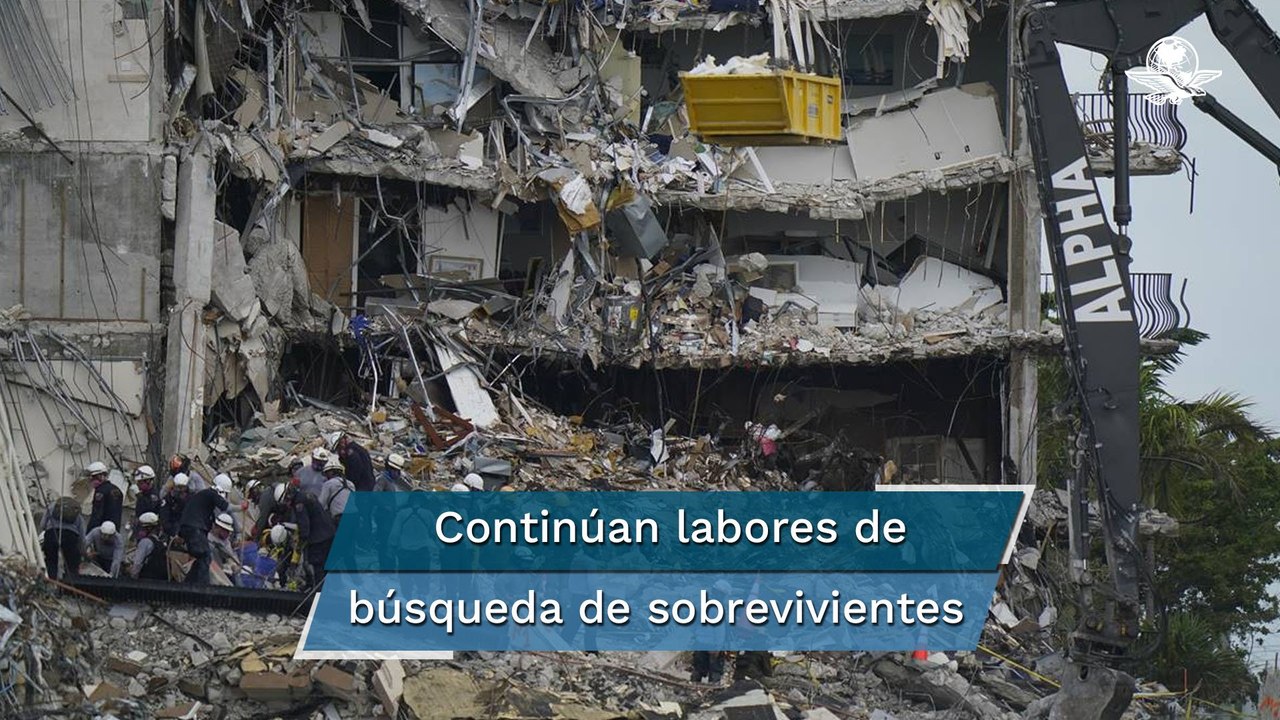 Localizan cuerpos de 2 niños en escombros de edificio en Miami; suman 18 muertos