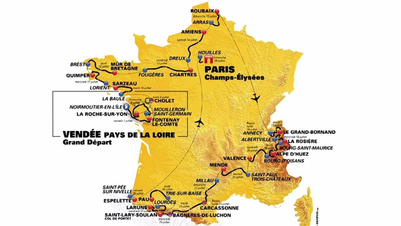 Das ist die Strecke der 105. Tour