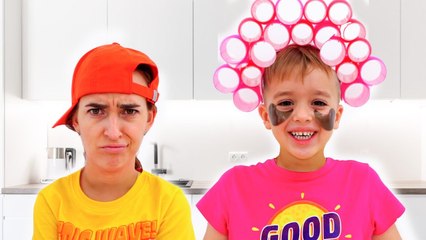 Niki copying Mom for 24 hours challenge