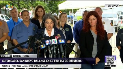 Autoridades dan nuevo balance en el 8vo. día de búsqueda en derrumbe en #Surfide #Miami - #1Jul