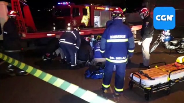 Acidente entre moto e caminhão deixa homem gravemente ferido na marginal da PRc-467