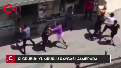 İki grubun yumruklu kavgası kamerada