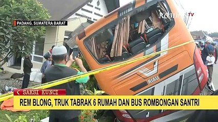 Rem Blong! Truk Hantam Bus Rombongan Pesantren dan 6 Bangunan