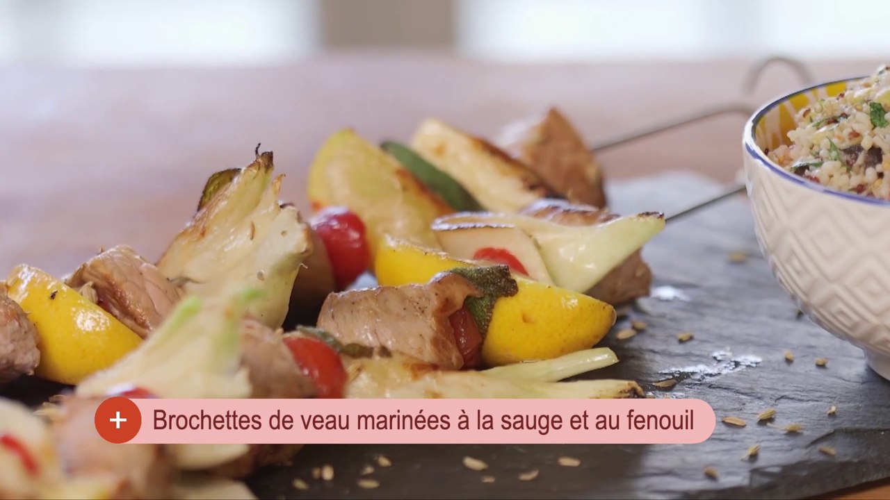 Brochettes de veau marinées à la sauge et au fenouil