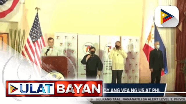 US, umaasang magpapatuloy ang VFA ng US at PHL; ; Higit 300 distressed Overseas Filipinos mula UAE, nakauwi na sa bansa sa tulong ng repatriation program ng DFA; Safe water para sa 70% ng populasyon ng bansa sa susunod na 8 taon, isinusulong ng pamahalaan