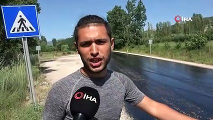 Tokat'ta sıcak hava asfaltı eritti