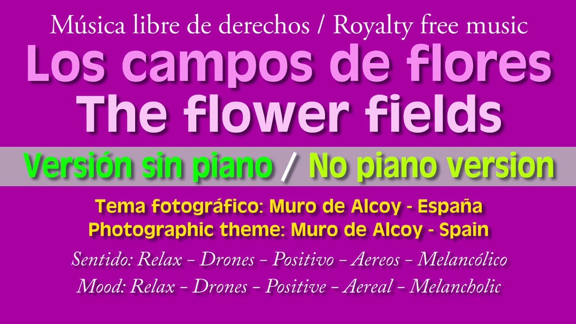 Los campos de flores ( Sin piano ) / The flower fields (No_piano ) - Música  libre de derechos - Royalty free music - Vídeo Dailymotion
