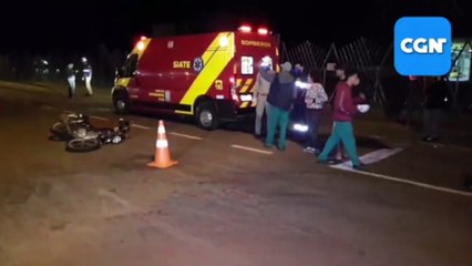 Download Video: Motociclista fica ferido em colisão na marginal da BR-277, na região do Santos Dumont