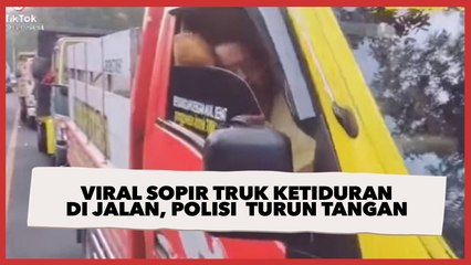 Viral Sopir Truk Ketiduran saat Nyetir di Jalan, Polisi Sampai Turun Tangan Membangunkan