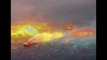 Explosion of oil pipeline in the Gulf of Mexico, flames roll like 