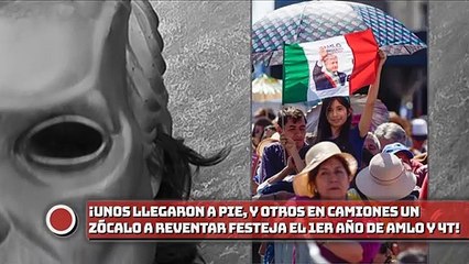 ¡Unos llegaron a pie, y otros en camiones, un Zócalo a reventar festeja el primer año de AMLO y 4T!