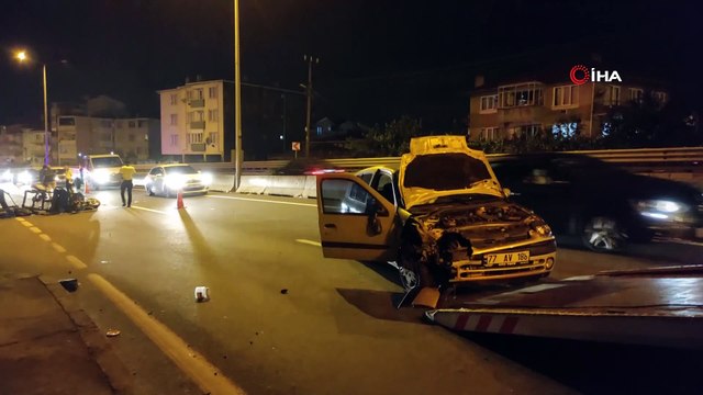 Otomobil ile çarpışan kasalı motosiklet sürücüsü ağır yaralandı